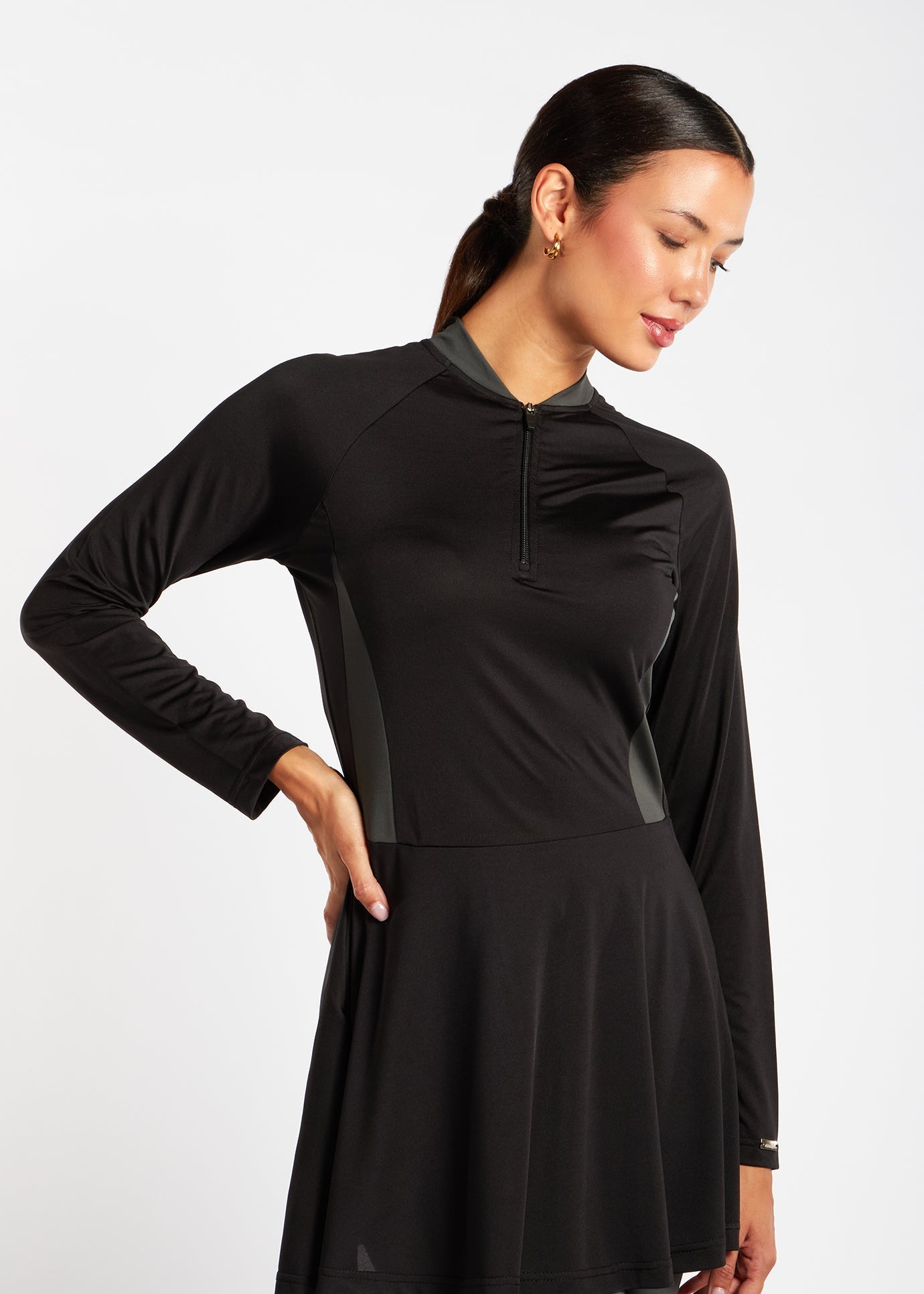 Skirted Swim Top Black - Final Sale