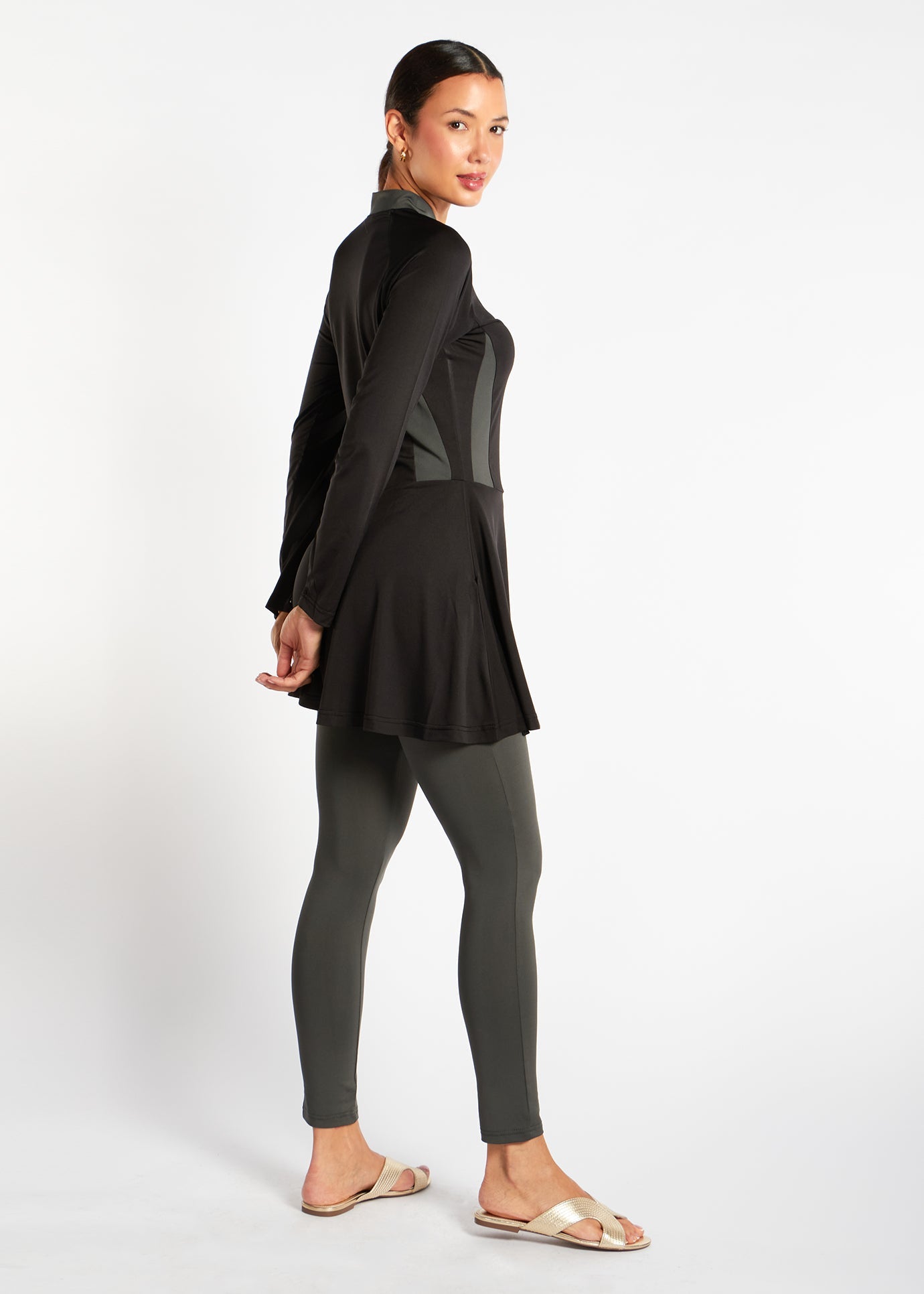 Skirted Swim Top Black - Final Sale