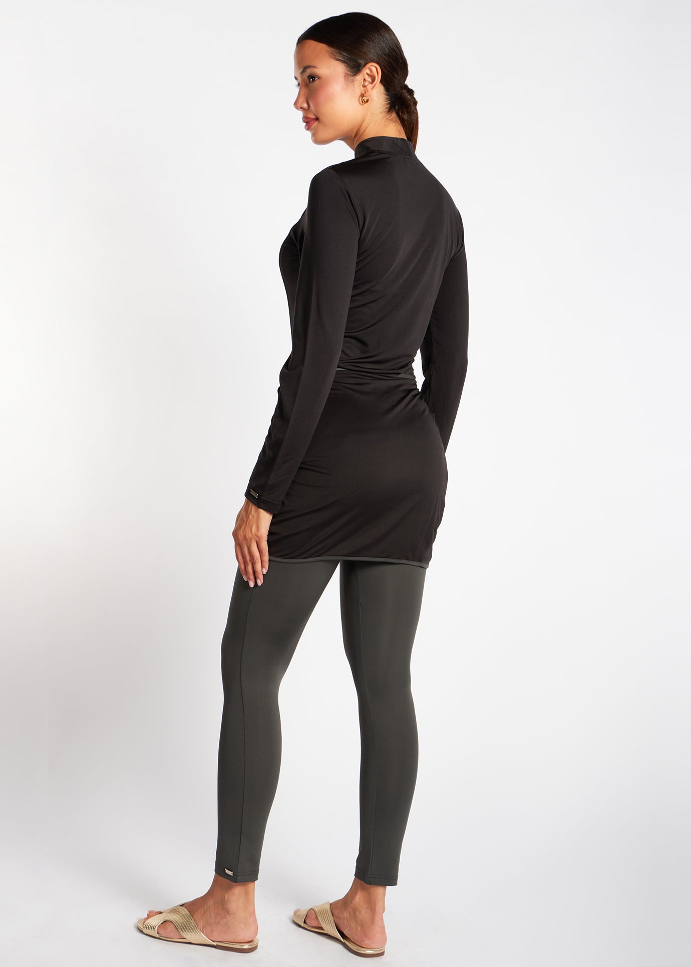 Detach Wrap Swim Top Black & Olive - Final Sale