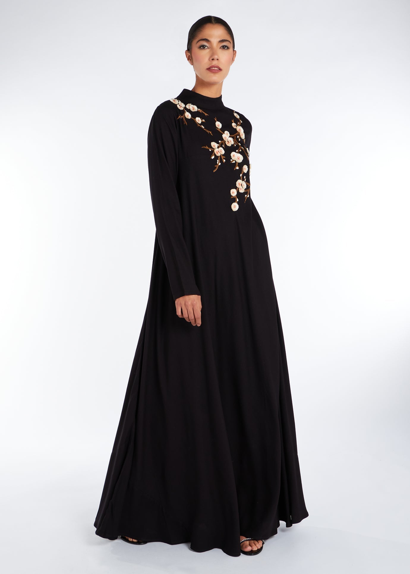 Frangipani Abaya Black