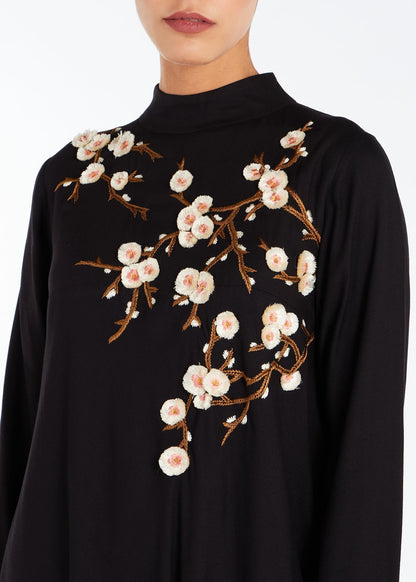 Frangipani Abaya Black