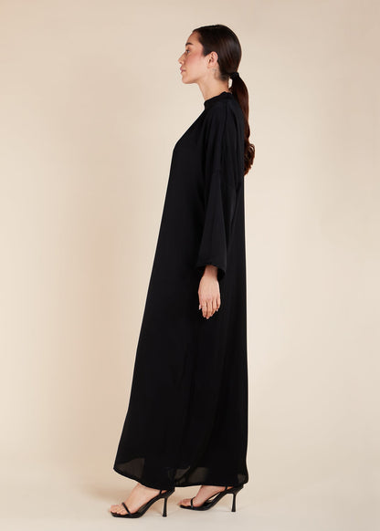 Rib Neck Kaftan Black - Final Sale