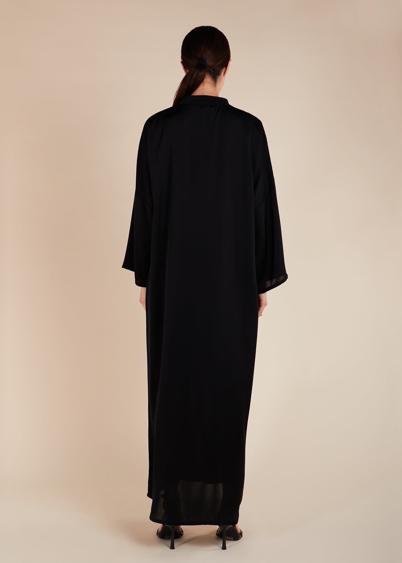 Rib Neck Kaftan Black - Final Sale