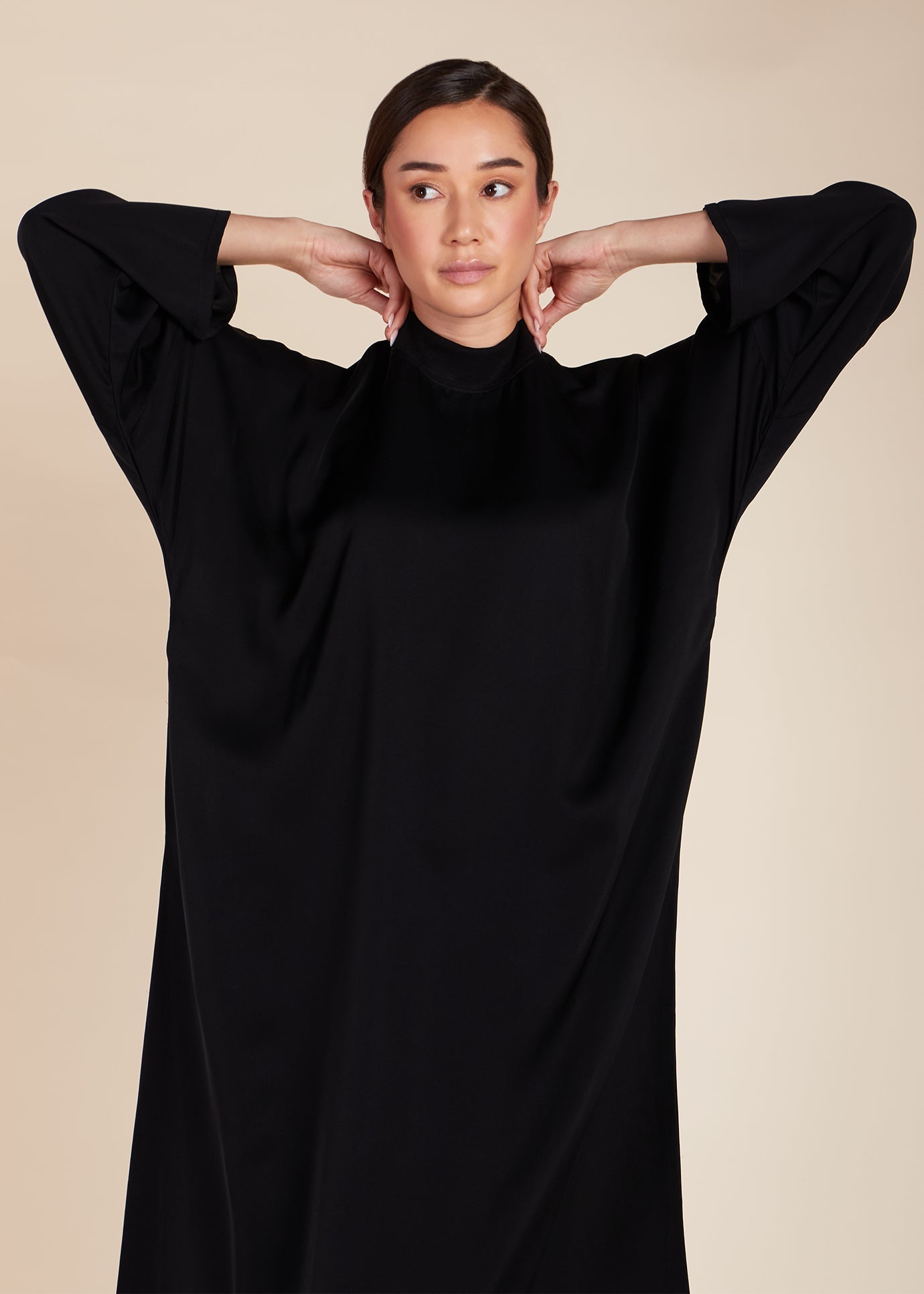 Rib Neck Kaftan Black - Final Sale