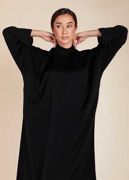 Rib Neck Kaftan Black - Final Sale