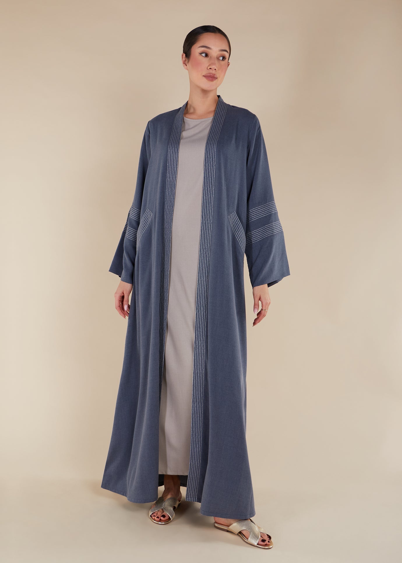 Sashiko Open Abaya - Final Sale