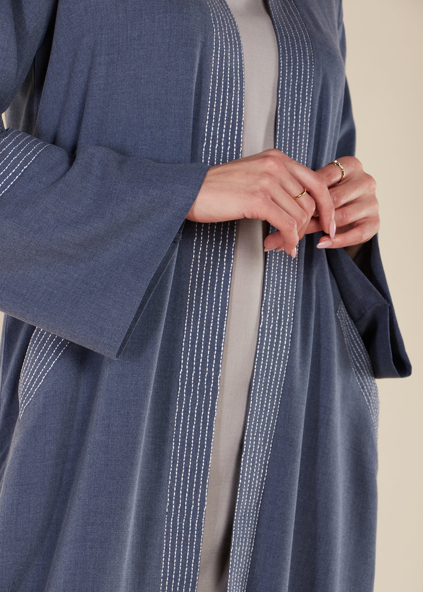 Sashiko Open Abaya - Final Sale