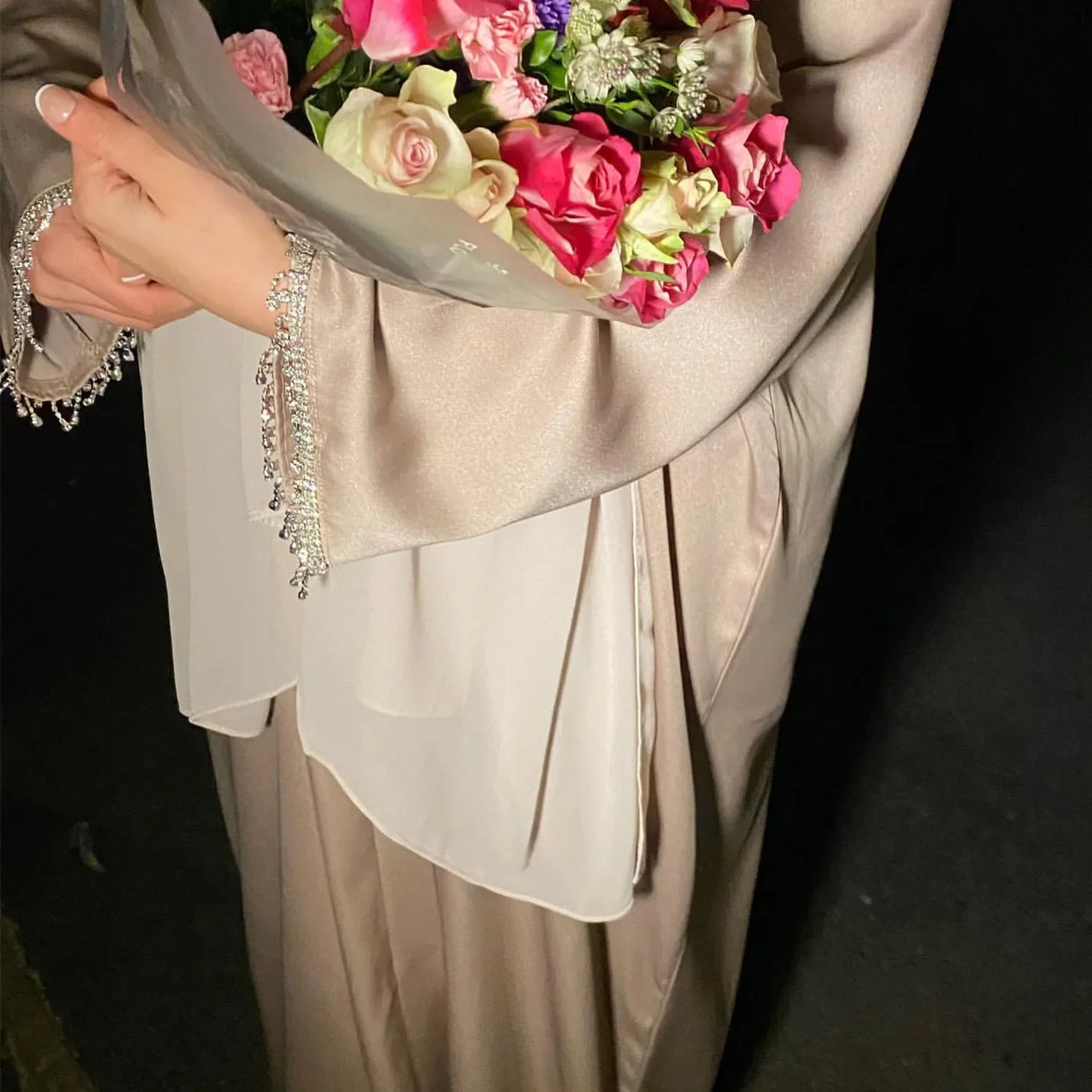Sanya Abaya With Crystal Chain