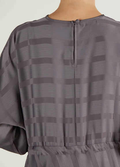 Self Print Batwing Abaya Grey - Final Sale