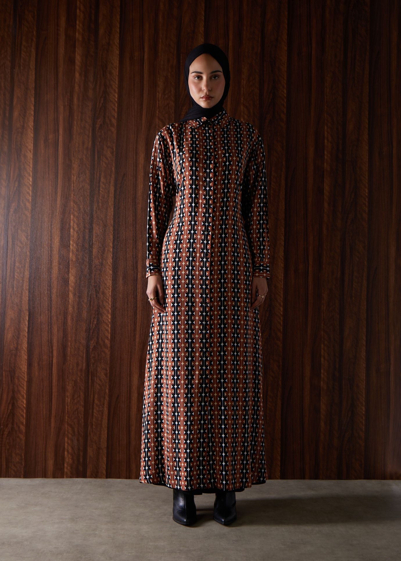 Black & Brown Print Maxi