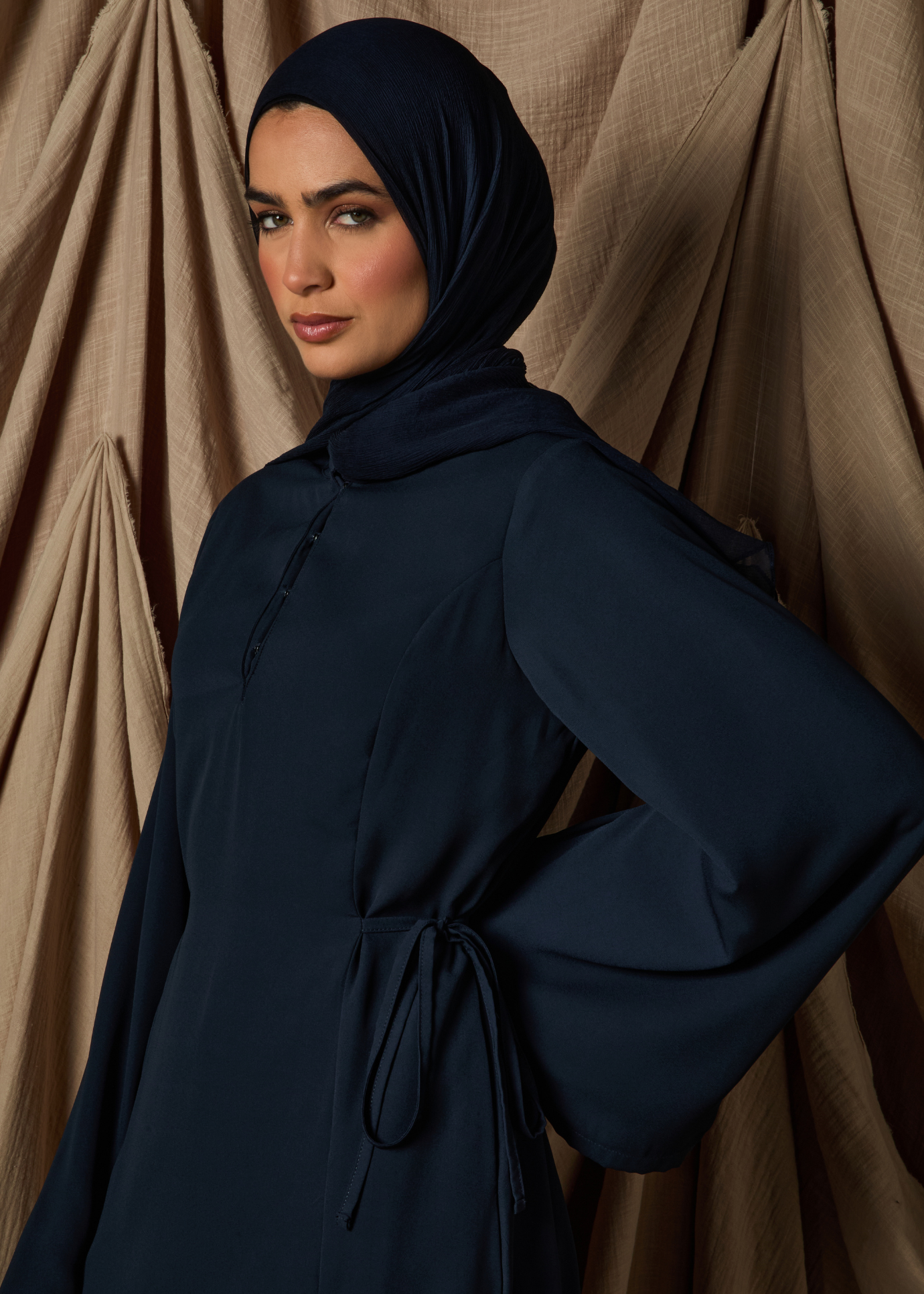 Side Tie Maxi Navy