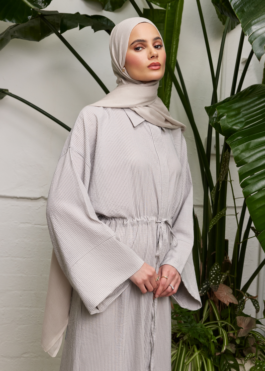 Cool Grey Drawstring Maxi - Final Sale