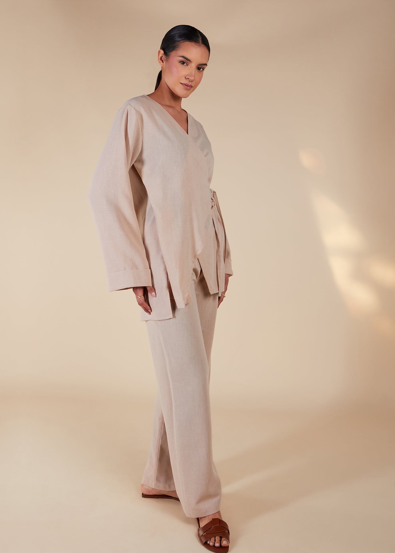 Side Wrap Co-Ord Beige - Final Sale