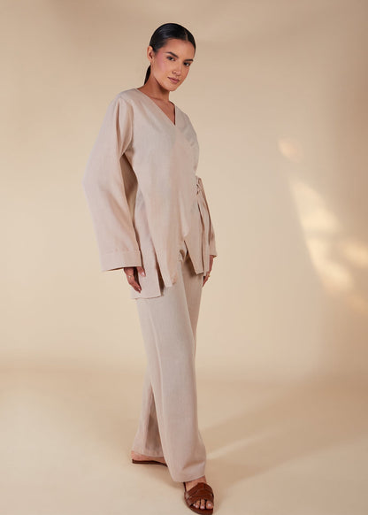 Side Wrap Co-Ord Beige - Final Sale