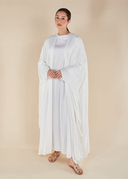 Twill Open Abaya White