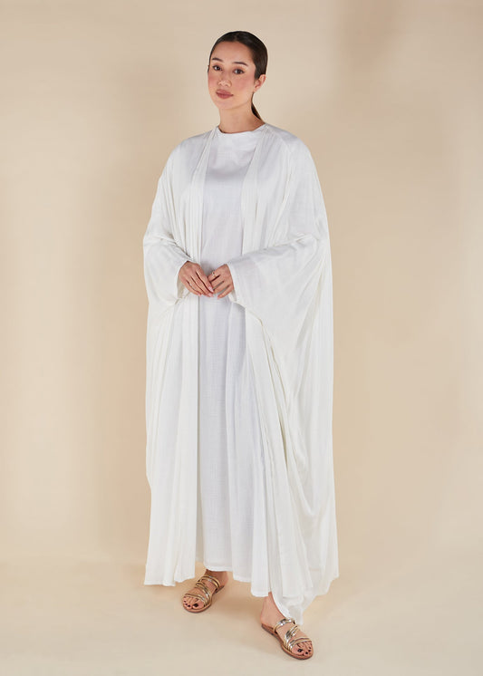 Twill Open Abaya White