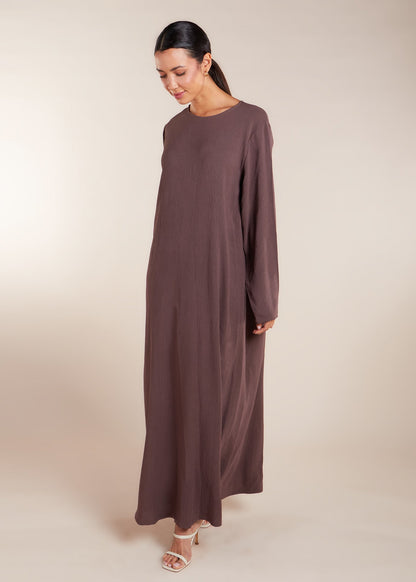 Two Piece Open Abaya with Slip Coffee