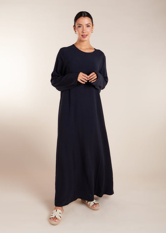 Two Piece Open Abaya with Slip Navy