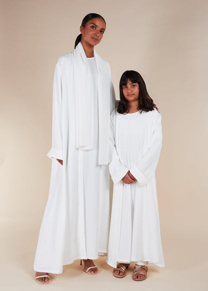 Two Piece Open Abaya With Slip White