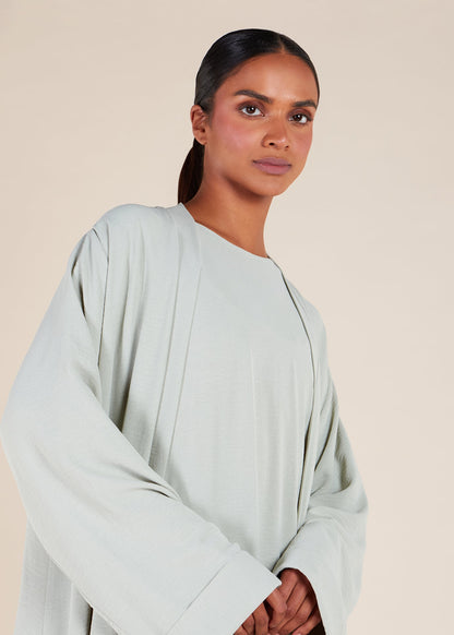 Two Piece Open Abaya With Slip Mint