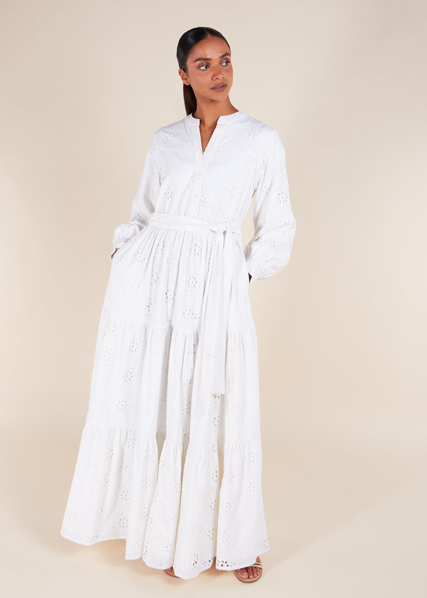 Broderie Tiered Maxi White - Final Sale