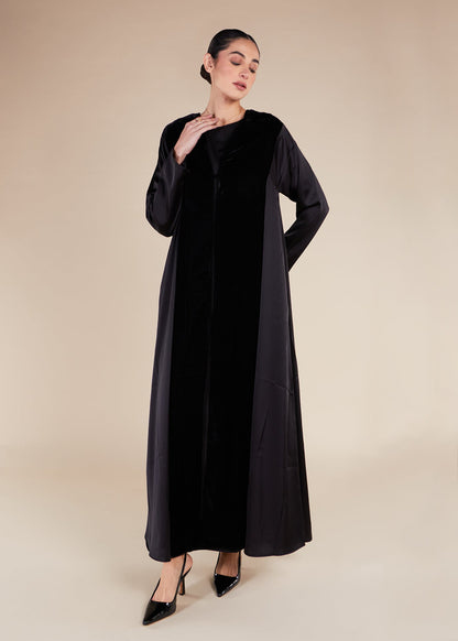 Velvet Panel Open Abaya - Final Sale