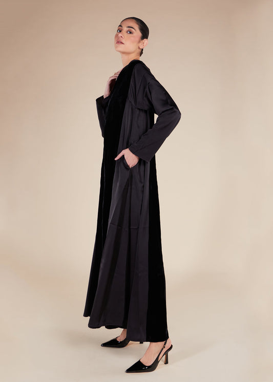 Velvet Panel Open Abaya - Final Sale