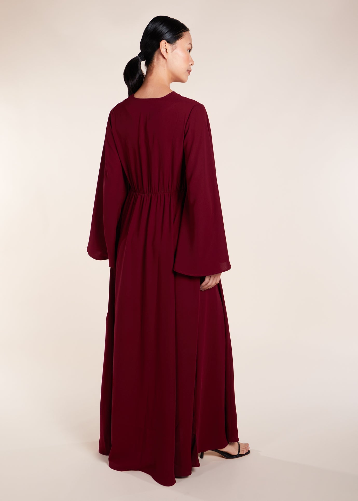 Waist Pleat Abaya Plum - Final Sale