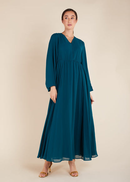 Waist Pleat Abaya Sea Green  - Final Sale