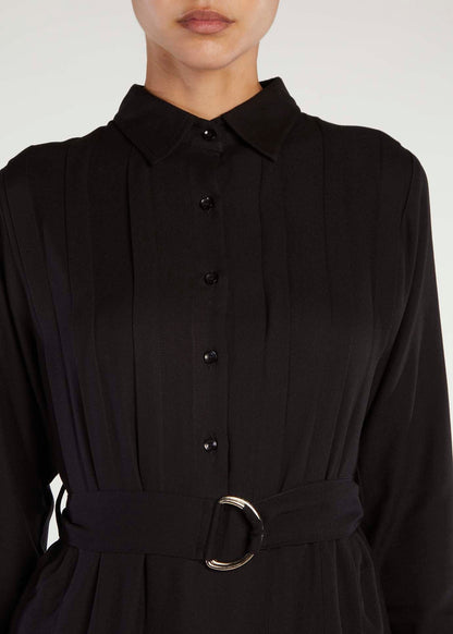Pleated Shirt Dress Black - Final Sale