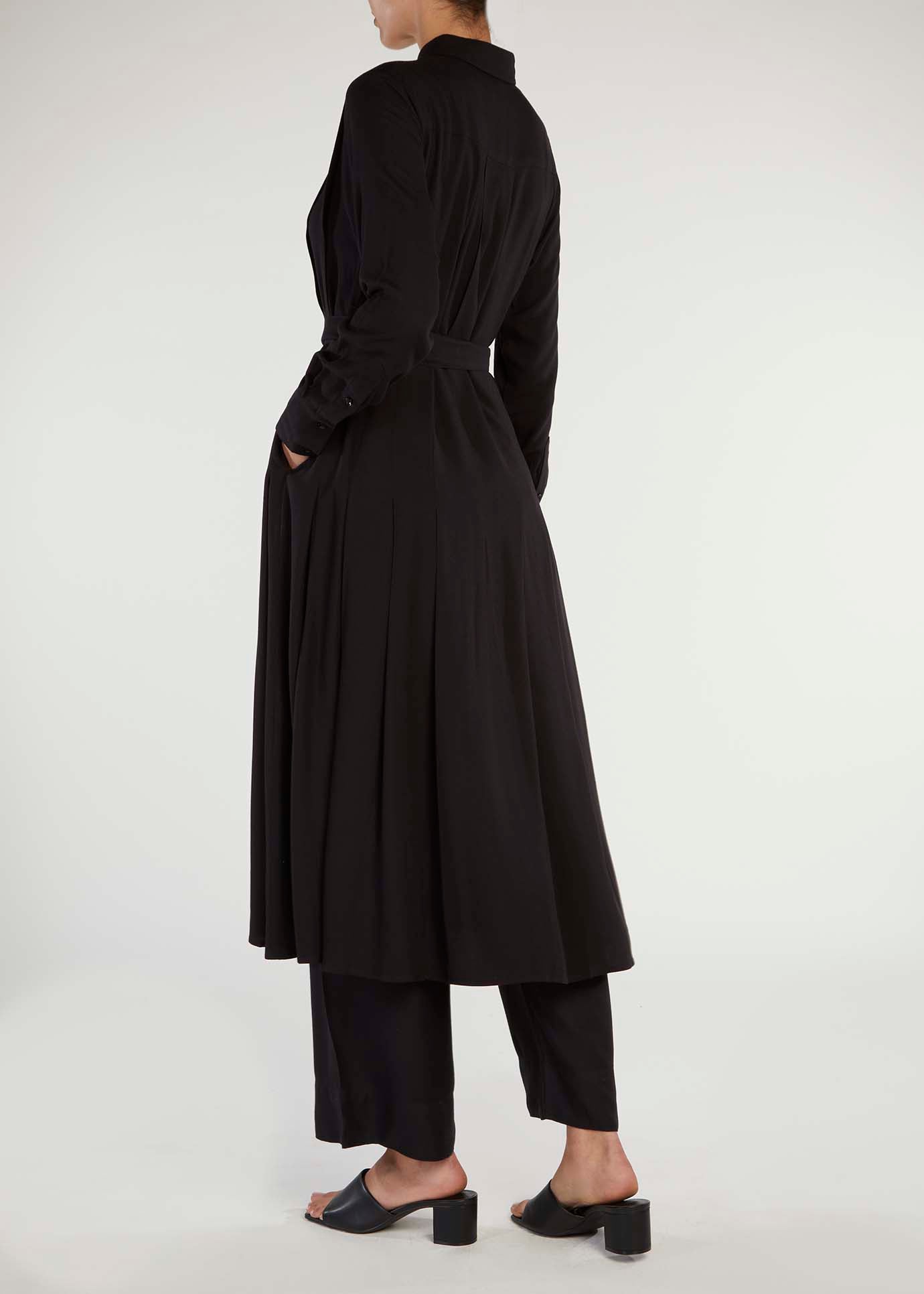 Pleated Shirt Dress Black - Final Sale