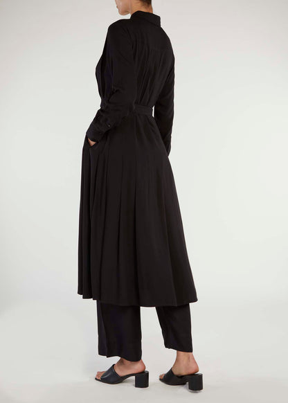 Pleated Shirt Dress Black - Final Sale
