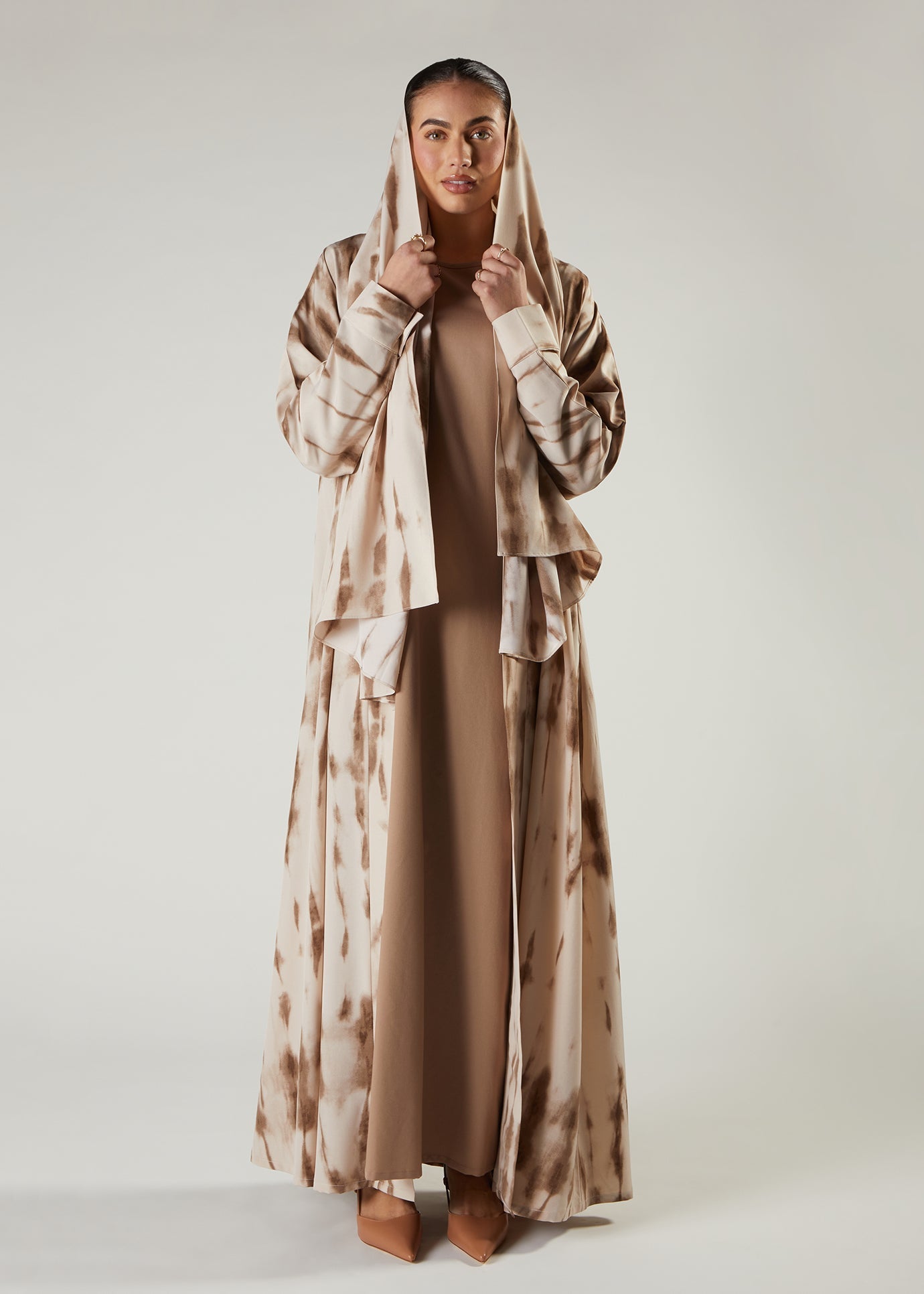 Tie Dye Hijab Beige & Brown