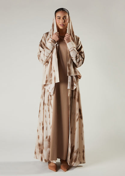 Tie Dye Hijab Beige & Brown