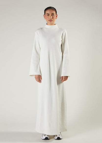 Turtle Neck Abaya Off White