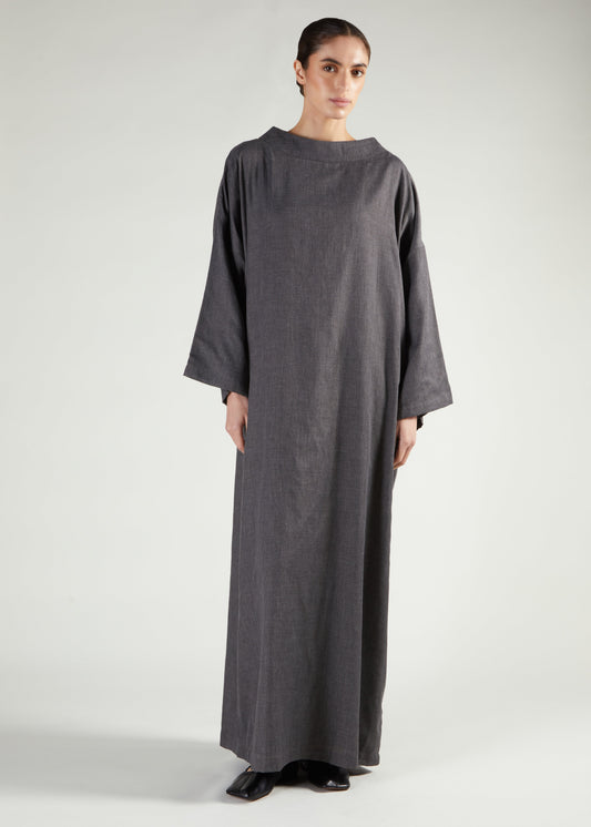 Boat Neck Abaya Charcoal