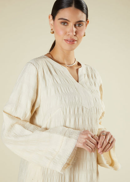 Textured Abaya Cream