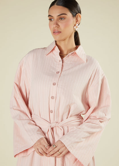 Self Stripe Cotton Maxi Blush