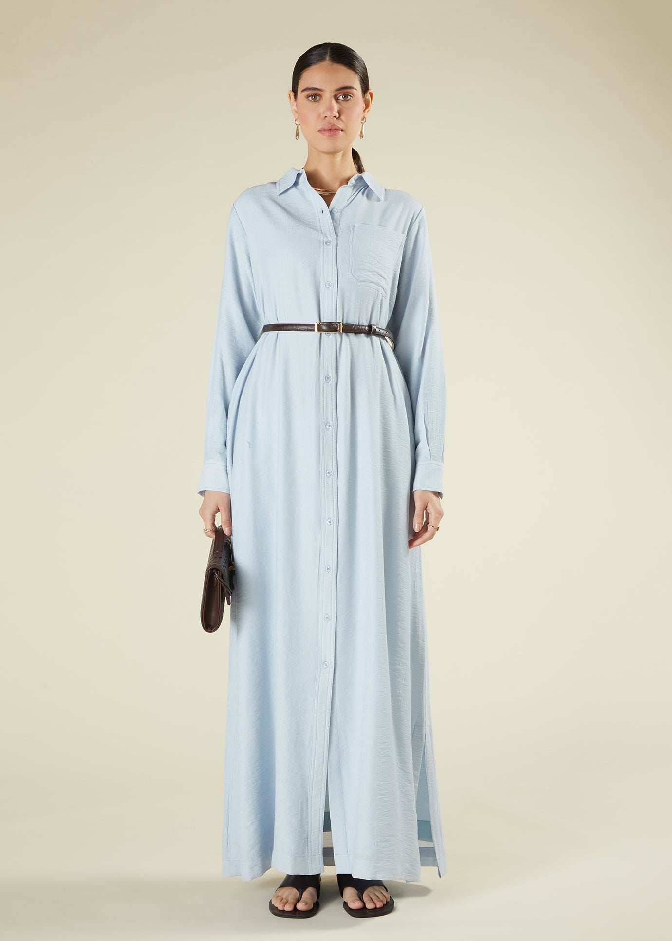 Blue Cotton Maxi Shirt