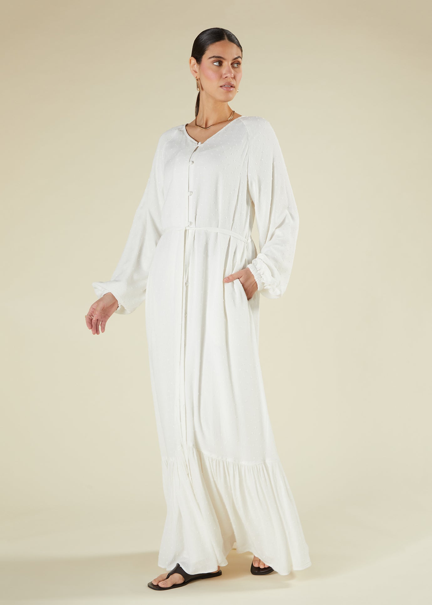 Textured White Maxi