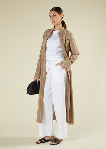 Pinstripe Maxi Shirt Coffee