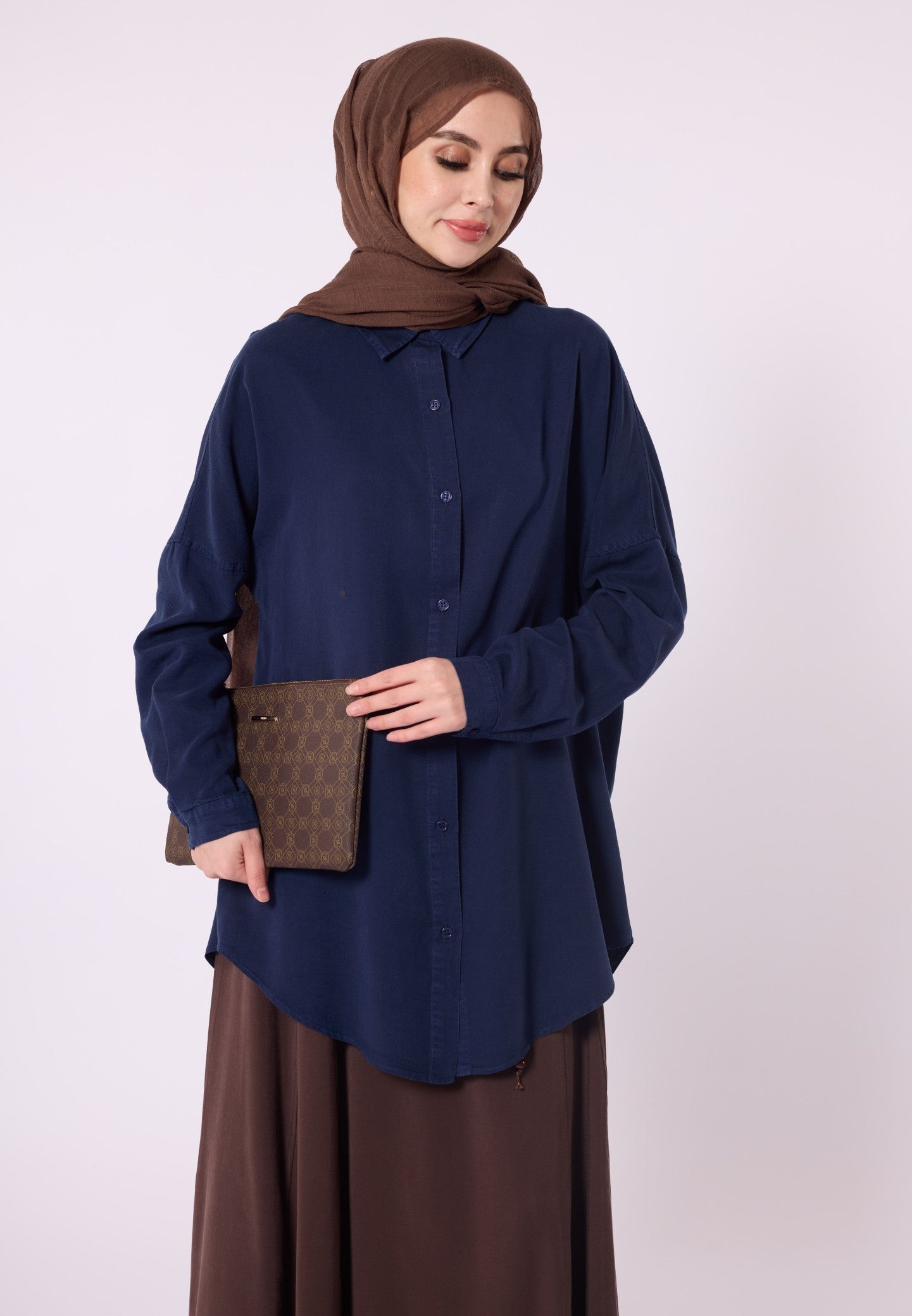 Polo Collar Drop Shoulder Tunic