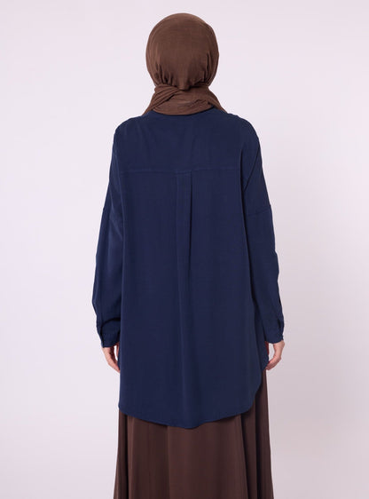 Polo Collar Drop Shoulder Tunic