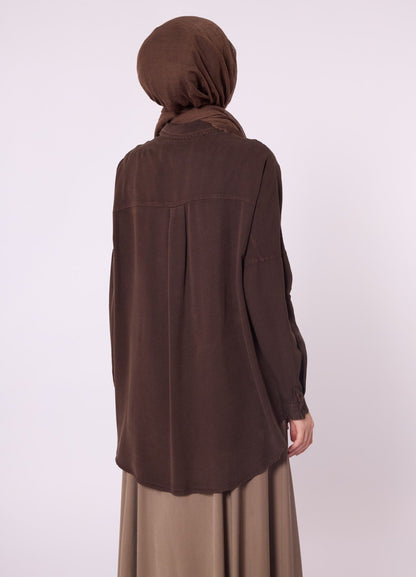 Polo Collar Drop Shoulder Tunic