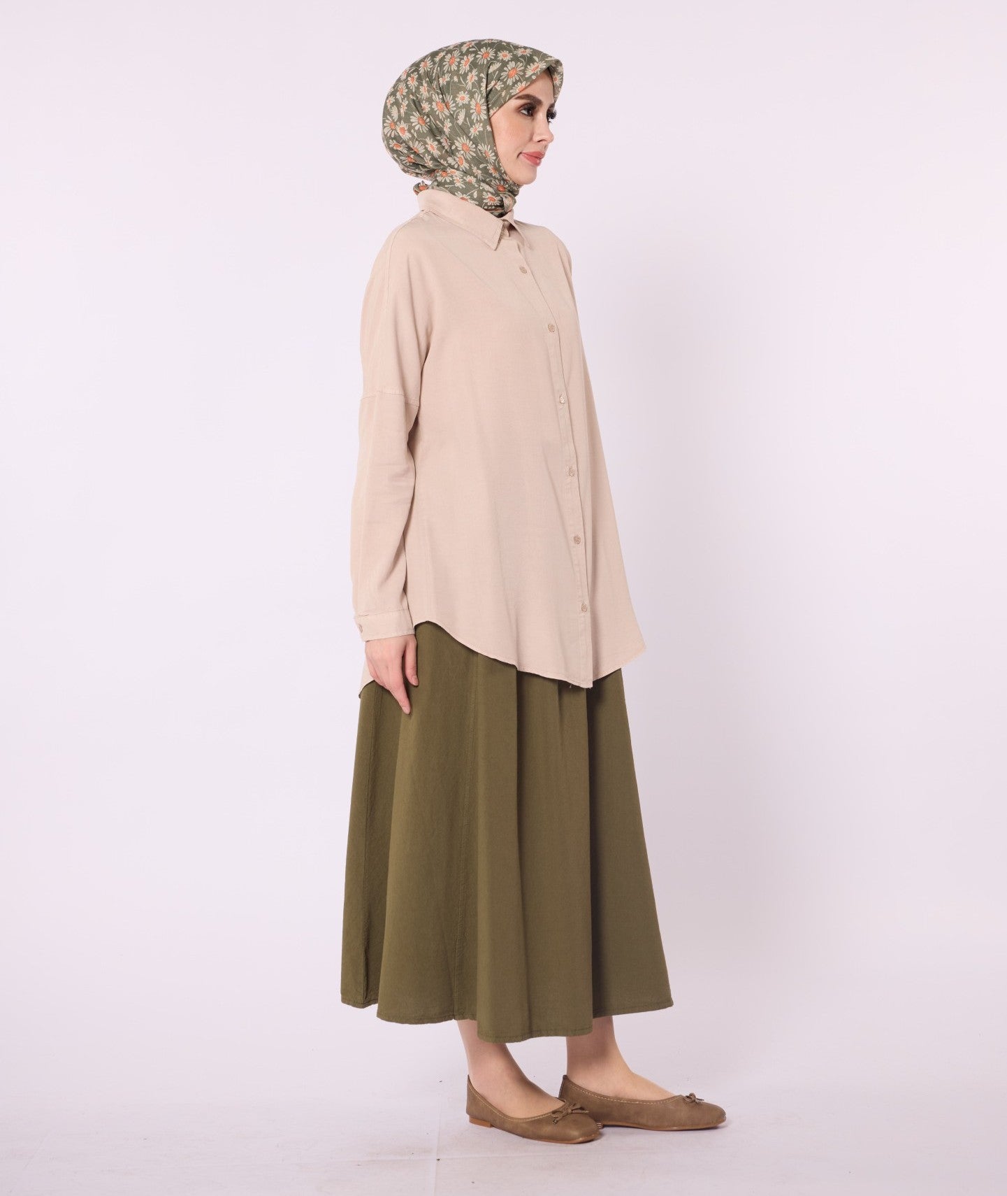 Polo Collar Drop Shoulder Tunic