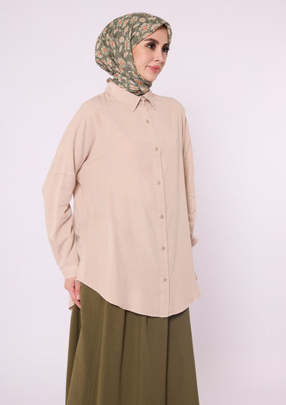 Polo Collar Drop Shoulder Tunic