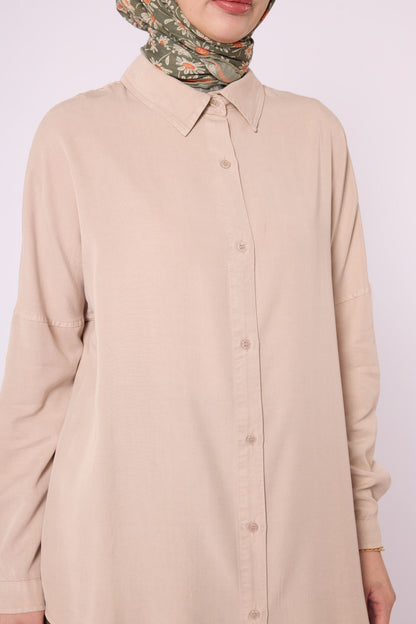 Polo Collar Drop Shoulder Tunic