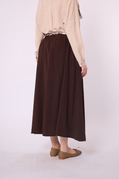 Flared Skirt with Gathered Detail and Scarf Belt