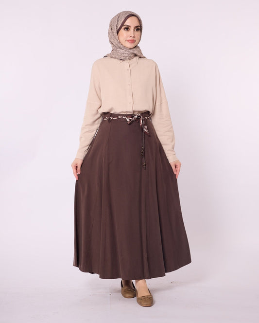 A-Line Skirt with Satin Belt Detail