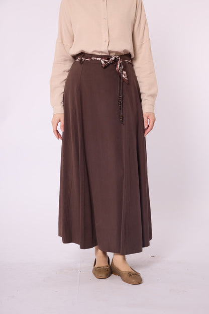 A-Line Skirt with Satin Belt Detail